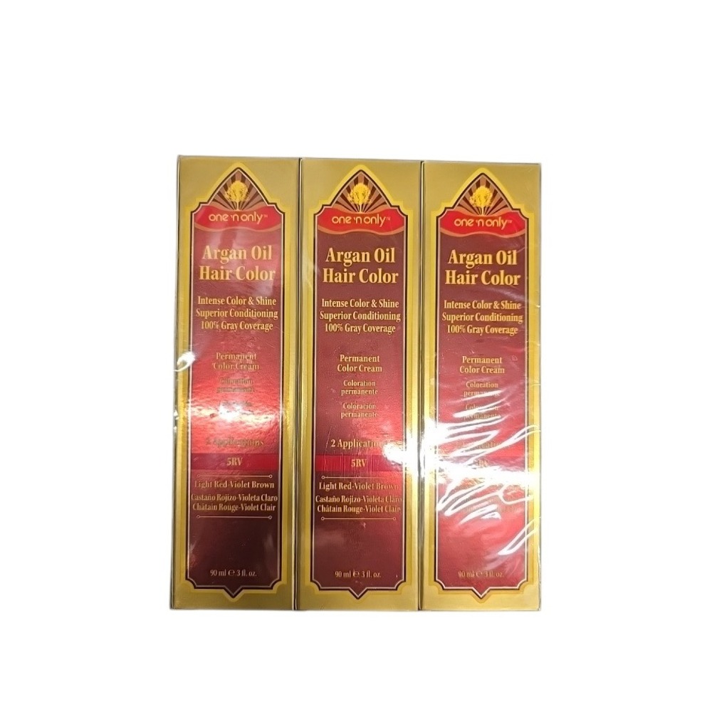One 'n Only Argan Oil Permanent Hair Color 5RV Light Red-Violet Brown 3 Pack